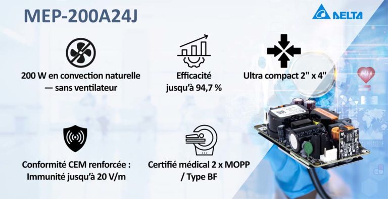MEP-200A24J Delta :  Alimentation compacte 24V / 200W