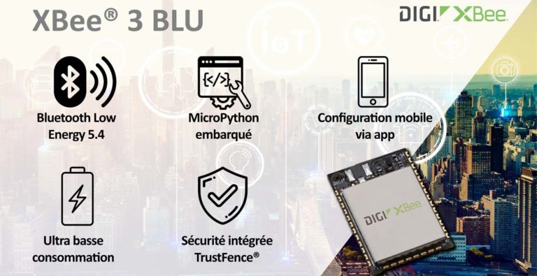 Digi lance le nouveau module XBee® 3 BLU :  Connectivité Bluetooth Low Energy 5.4